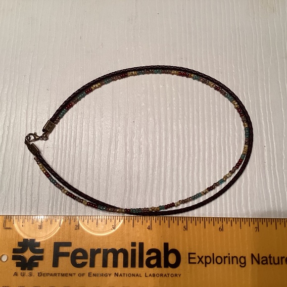 Boho Brown Braided Leather Beaded Wrap Bracelet w/ Brass Clasp - Picture 5 of 6